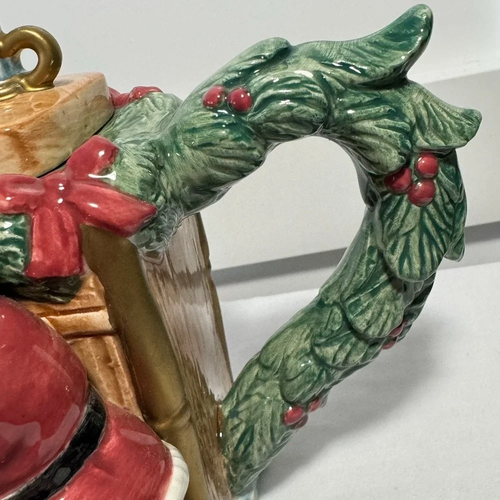 Omnibus by Fitz and Floyd 1996 Santa Christmas‎ Tea Pot 32 oz Head Painted